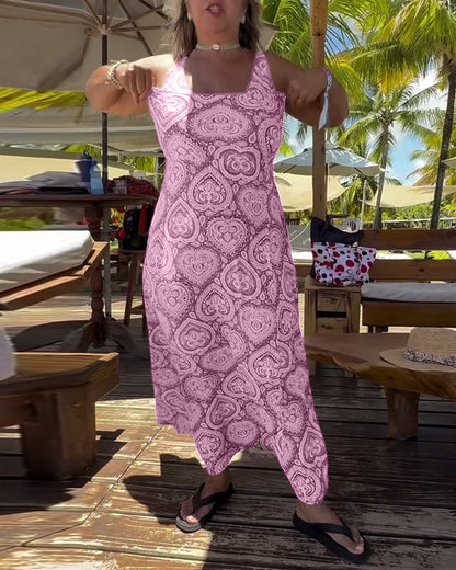 Trägerloser Herz-Urlaubsdruck-Badeanzug