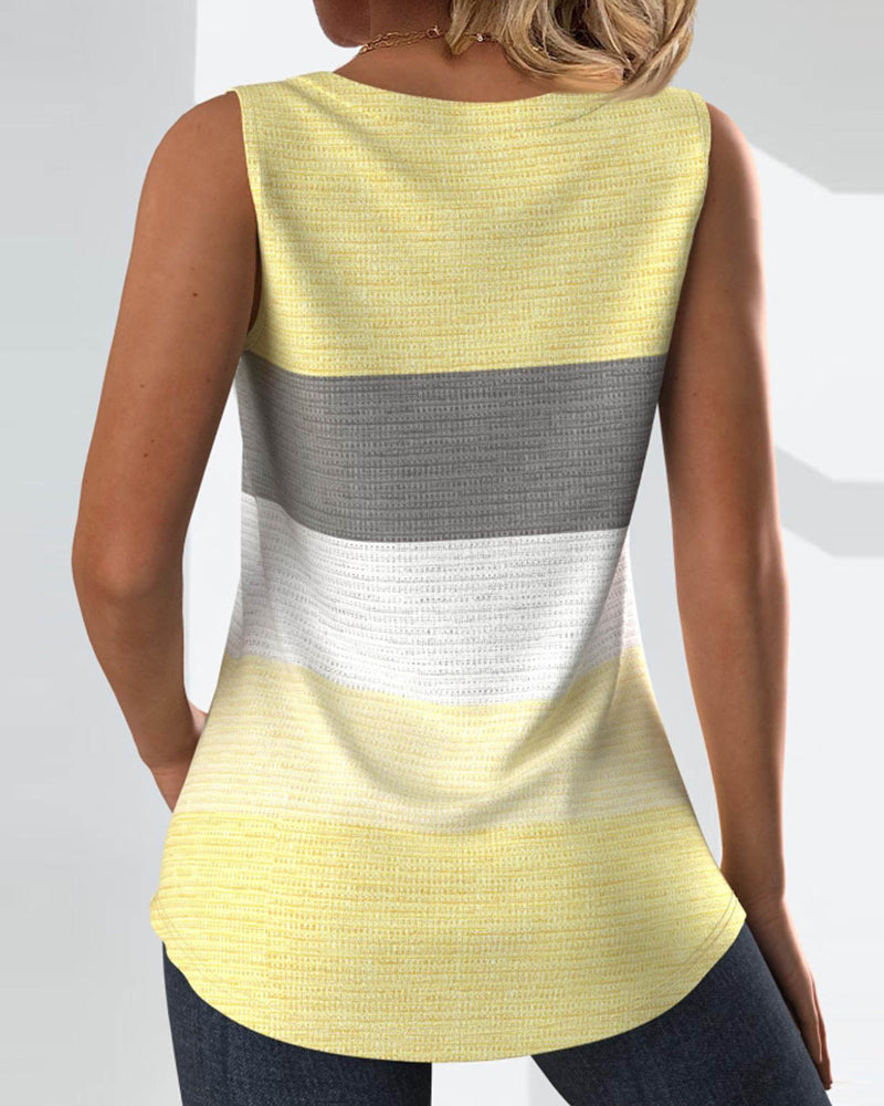 Gestreiftes, plissiertes Tanktop
