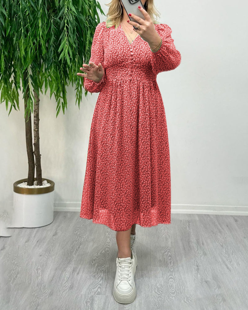 Bedrucktes elegantes Knopfkleid