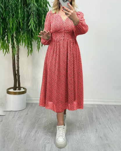 Bedrucktes elegantes Knopfkleid