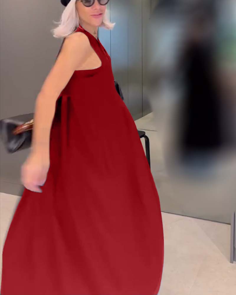 Elegantes einfarbiges Plissee-Topkleid