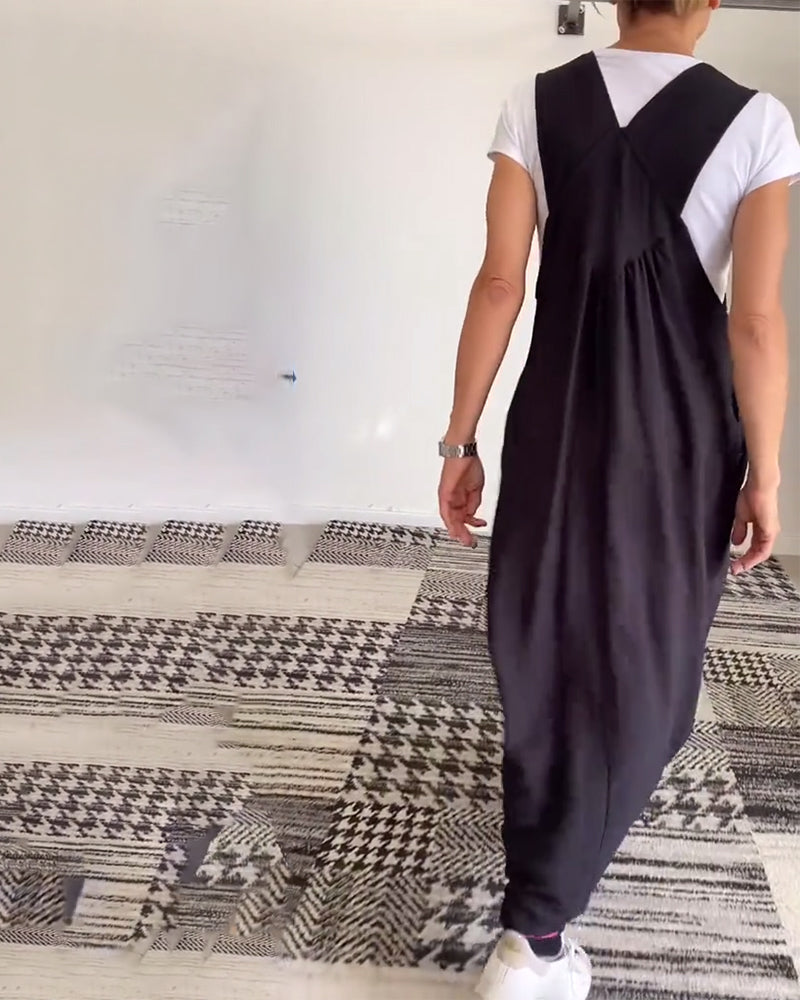 Lässiges Einfarbiges Trägerkleid