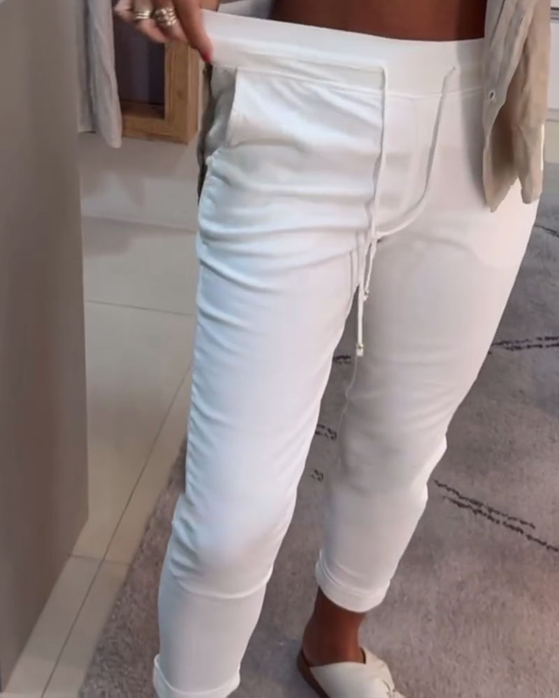 Schnürung Lässige Bleistift-Hose