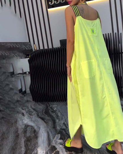 Gespaltener Träger Lockeres Kleid