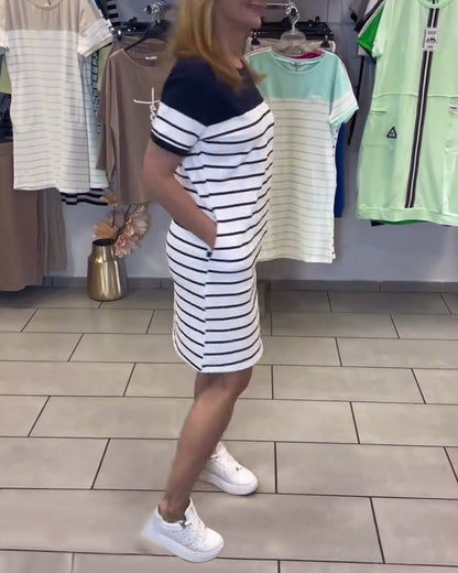 Crew Neck Casual Gestreiftes Kleid