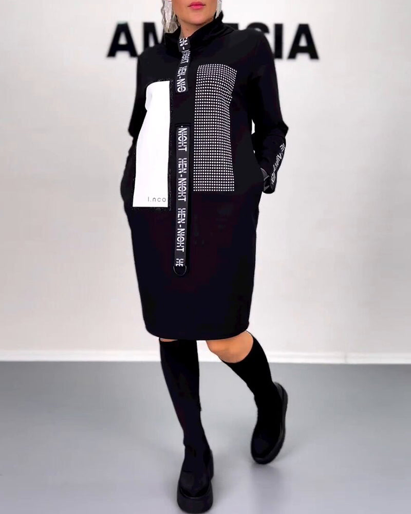 Lässiges gerades Kleid mit Kordelzug