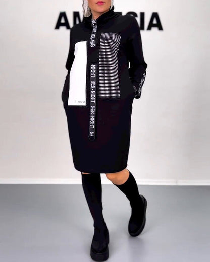 Lässiges gerades Kleid mit Kordelzug