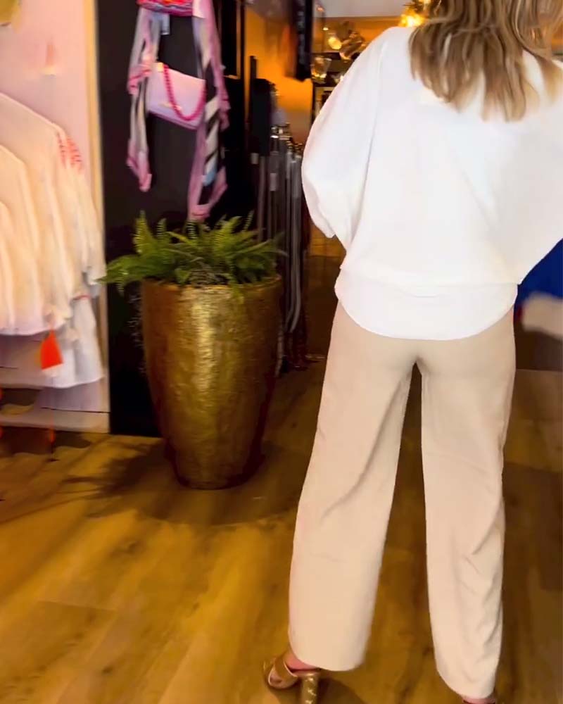 Einfarbige V-Ausschnitt Bluse