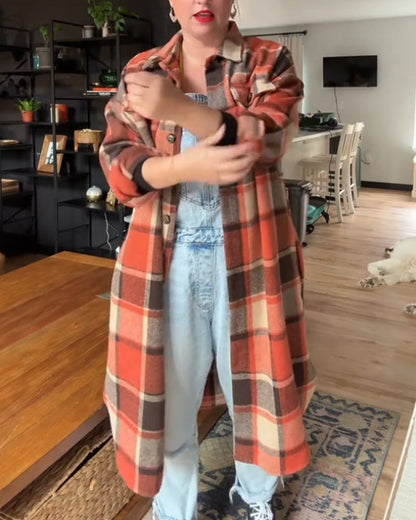 Lässiger karierten Knopfmantel