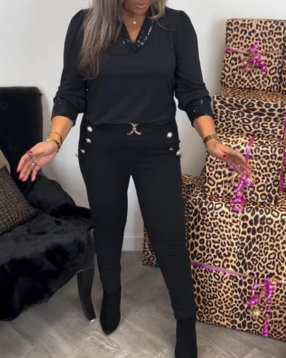 Einfarbiger Pendel-Top mit V-Ausschnitt