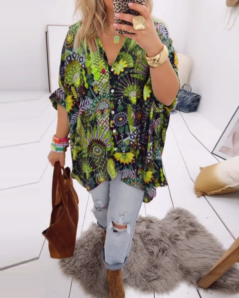 Lockere modische bedruckte Bluse