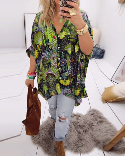 Lockere modische bedruckte Bluse