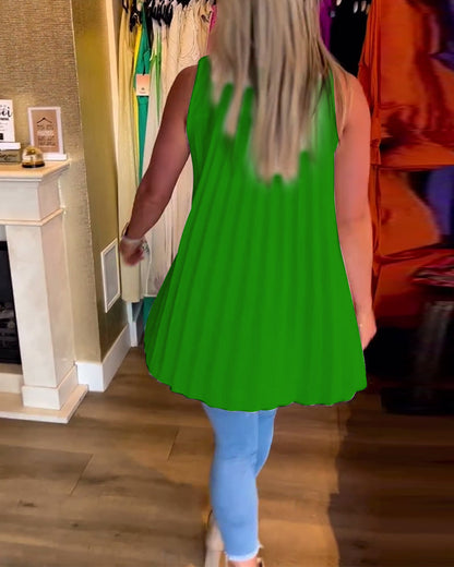 Ärmelloses Top mit Revers und Raffung