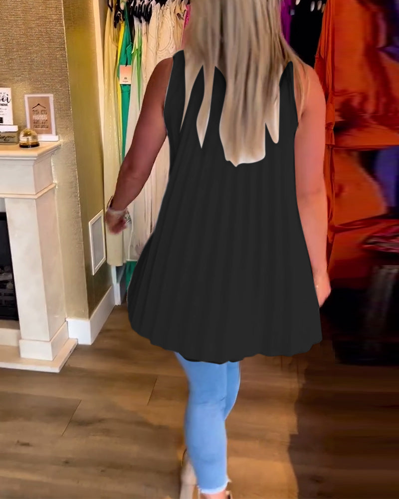 Ärmelloses Top mit Revers und Raffung