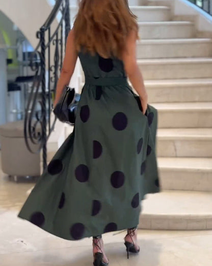 Ärmelloses Revers elegantes einfarbiges Kleid