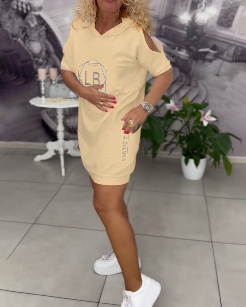 Hooded Lettering Bedrucktes Sportkleid