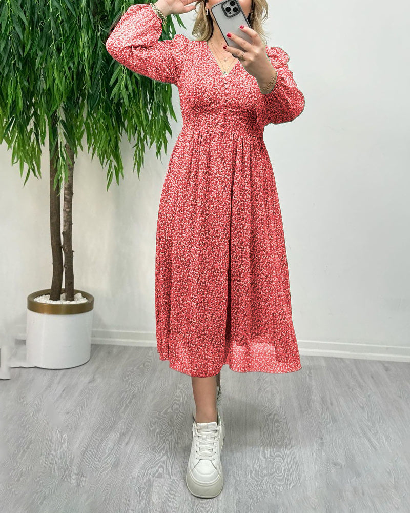 Bedrucktes elegantes Knopfkleid