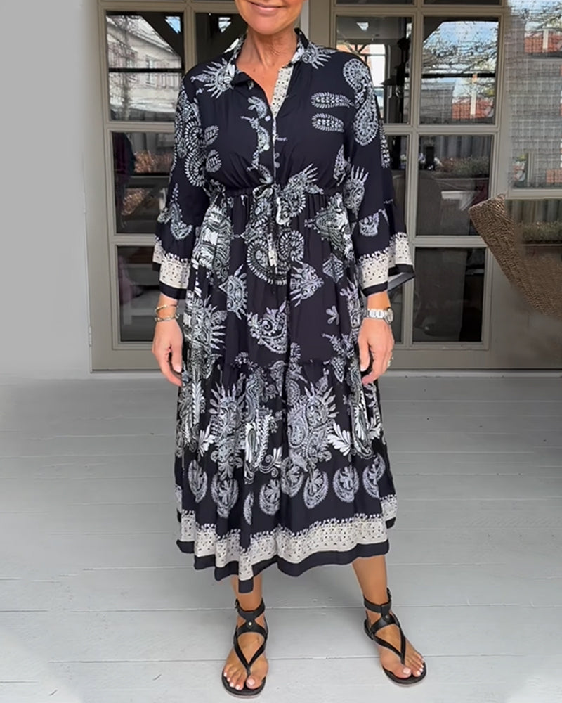 Vintage Muster Druck Lockeres Kleid