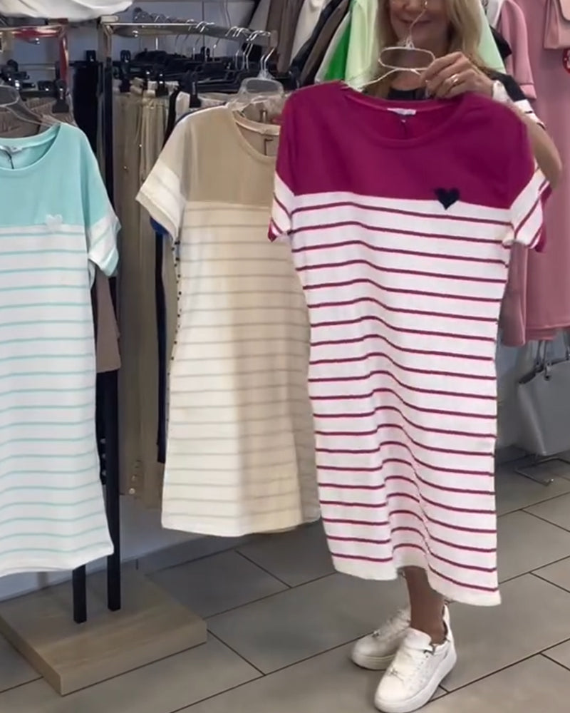 Crew Neck Casual Gestreiftes Kleid