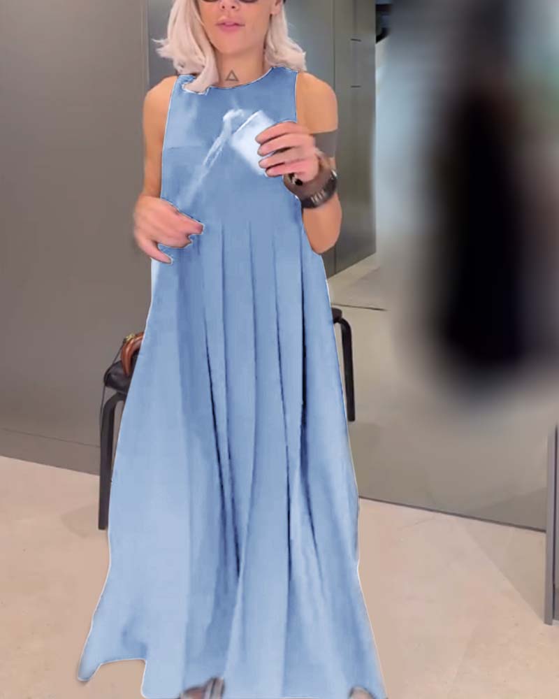 Elegantes einfarbiges Plissee-Topkleid