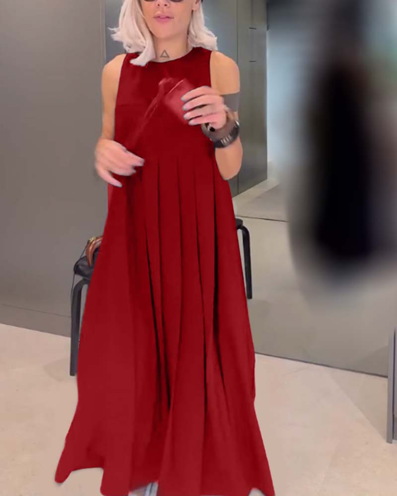 Elegantes einfarbiges Plissee-Topkleid