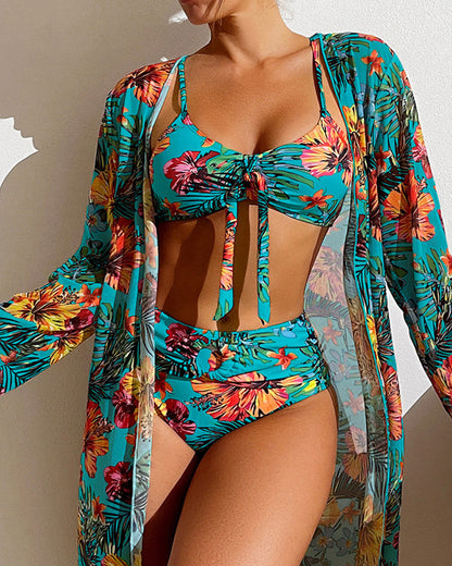 Blumenmuster Bikinis und Cover-Up