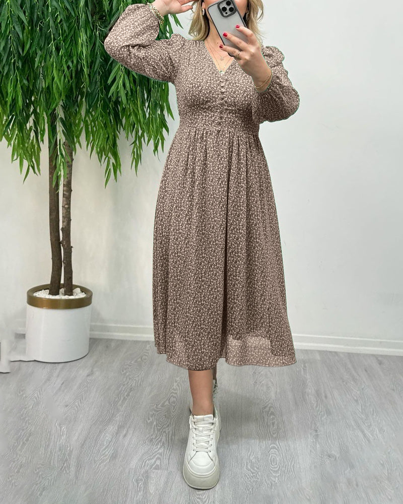 Bedrucktes elegantes Knopfkleid