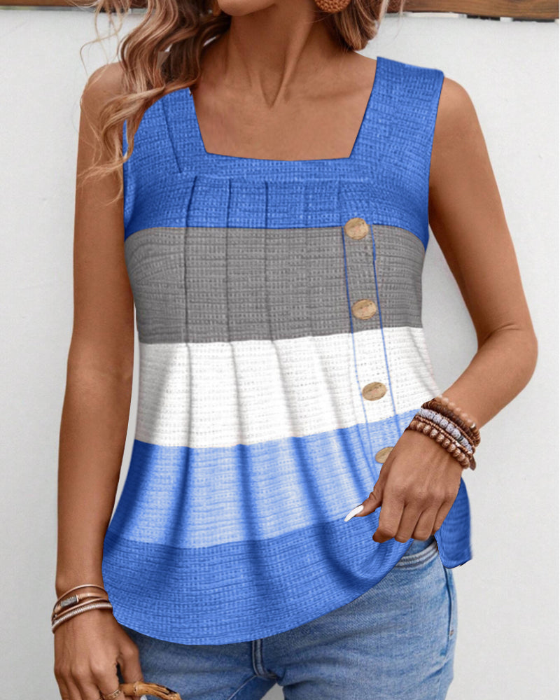 Gestreiftes, plissiertes Tanktop