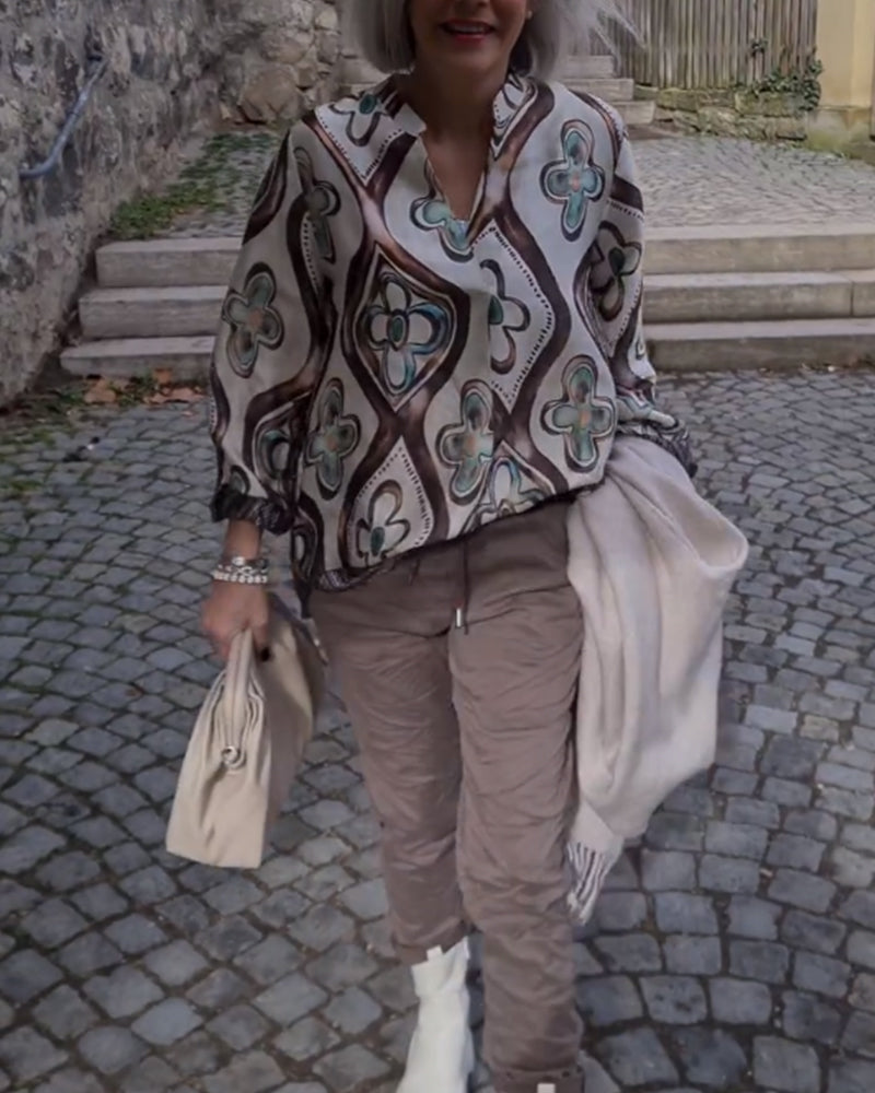 Retro-Stil modische Bluse mit langen Ärmeln