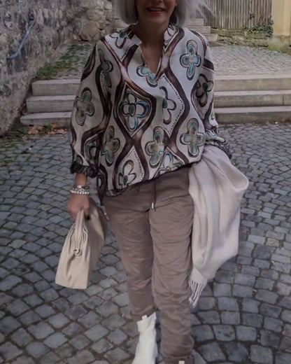 Retro-Stil modische Bluse mit langen Ärmeln