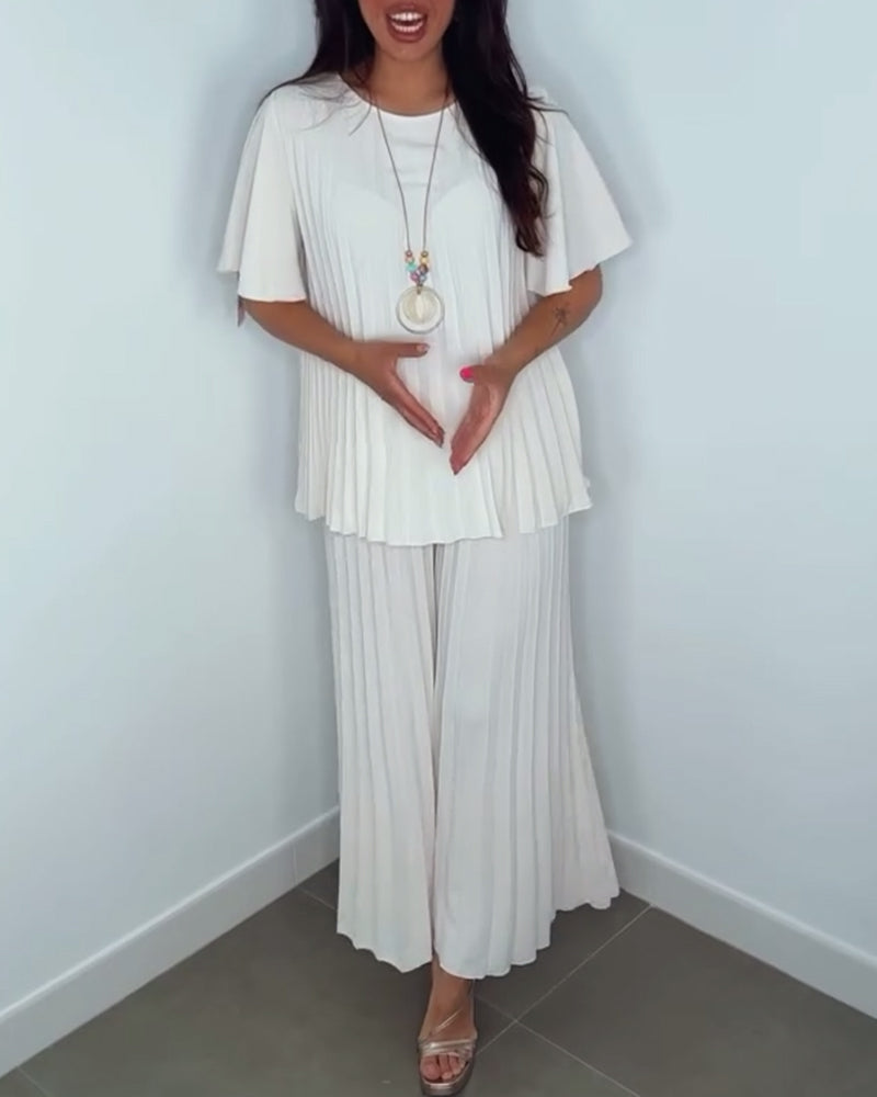 Einfarbige, plissierte, lockere Sets