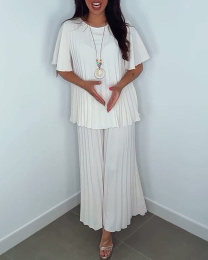 Einfarbige, plissierte, lockere Sets