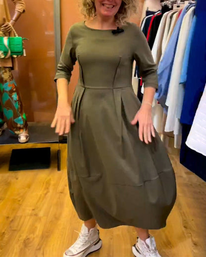 Rundhals 2/3 Ärmel Kleid