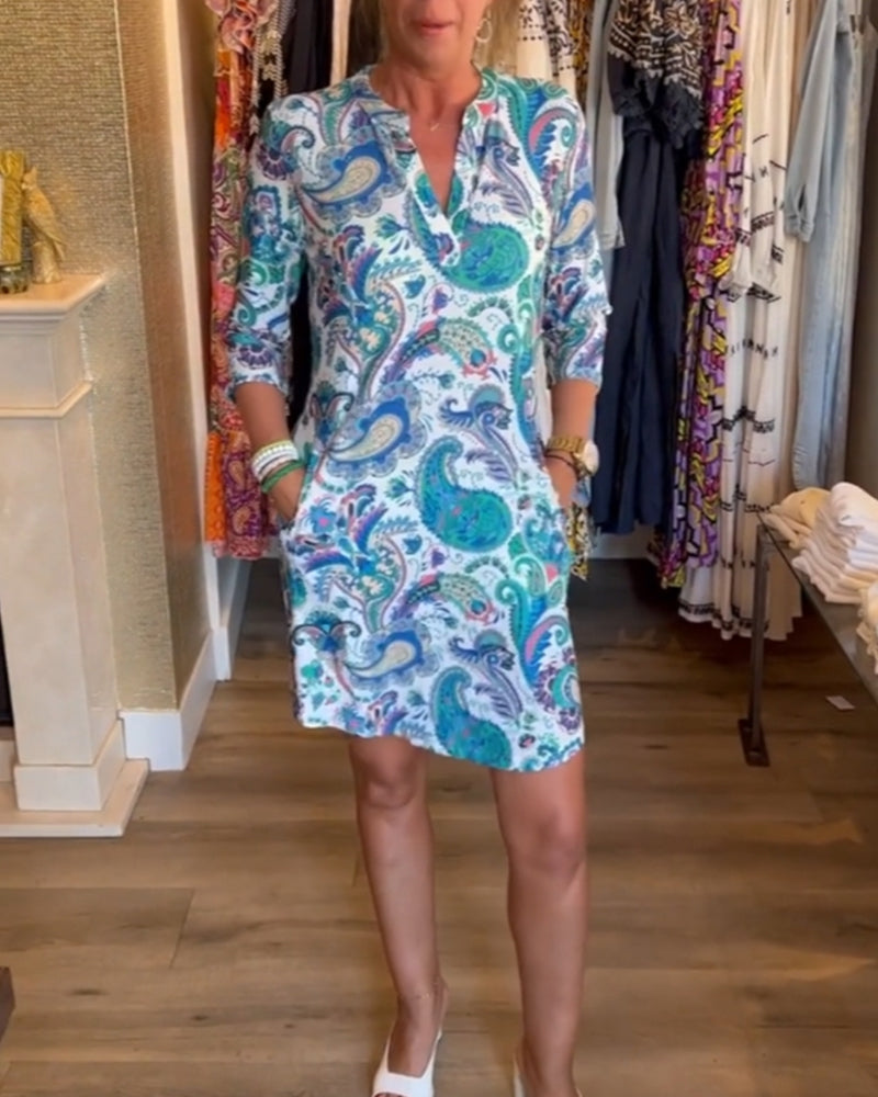 3/4 Ärmel Kleid mit Taschen