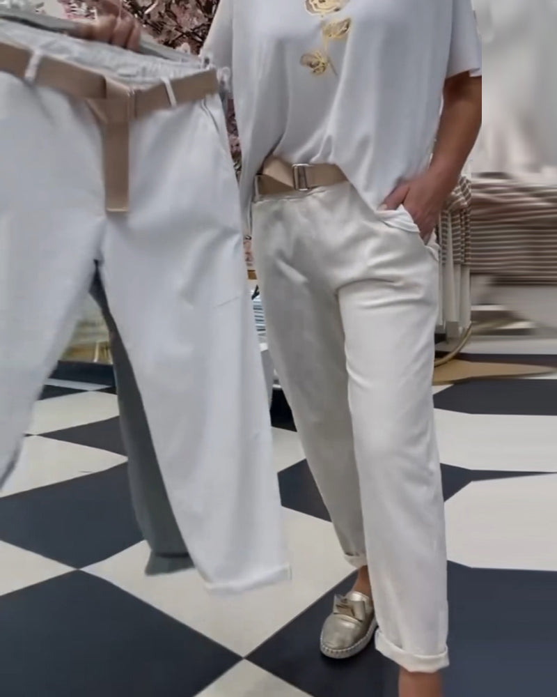 Einfarbige Freizeit-Hosen