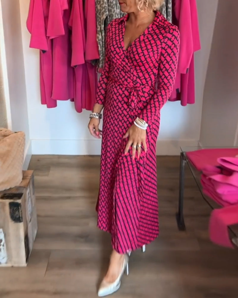 Elegantes V-Ausschnitt Maxikleid