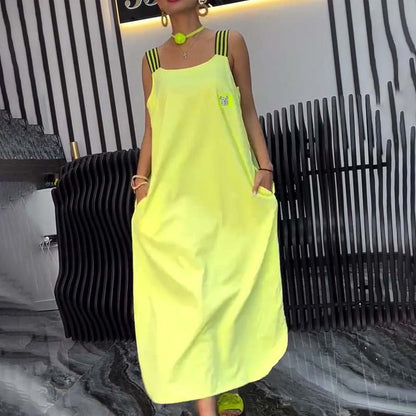 Gespaltener Träger Lockeres Kleid