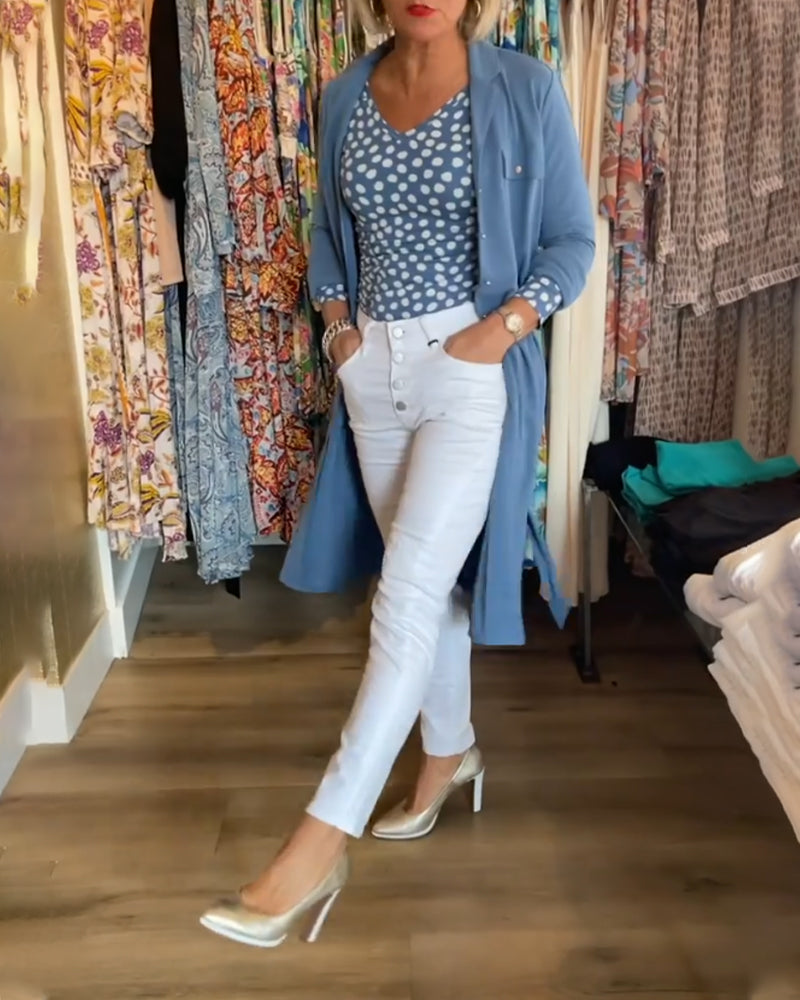 Lässiger einfarbiger Hemdchenmantel