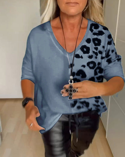 V-Ausschnitt Farbblock Oberteil