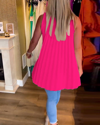 Ärmelloses Top mit Revers und Raffung