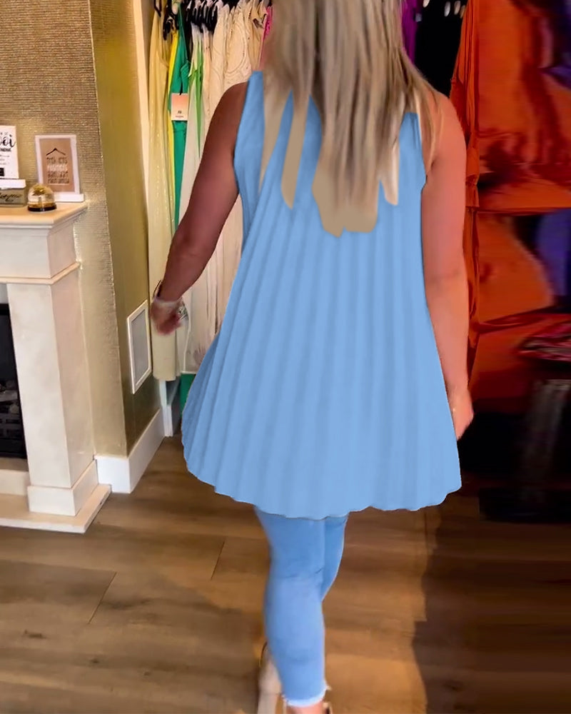 Ärmelloses Top mit Revers und Raffung