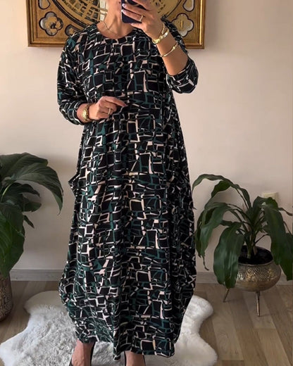 Retro-Stil Langarmkleid