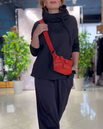 Hochkragen Karo Hoodies mit langen Ärmeln