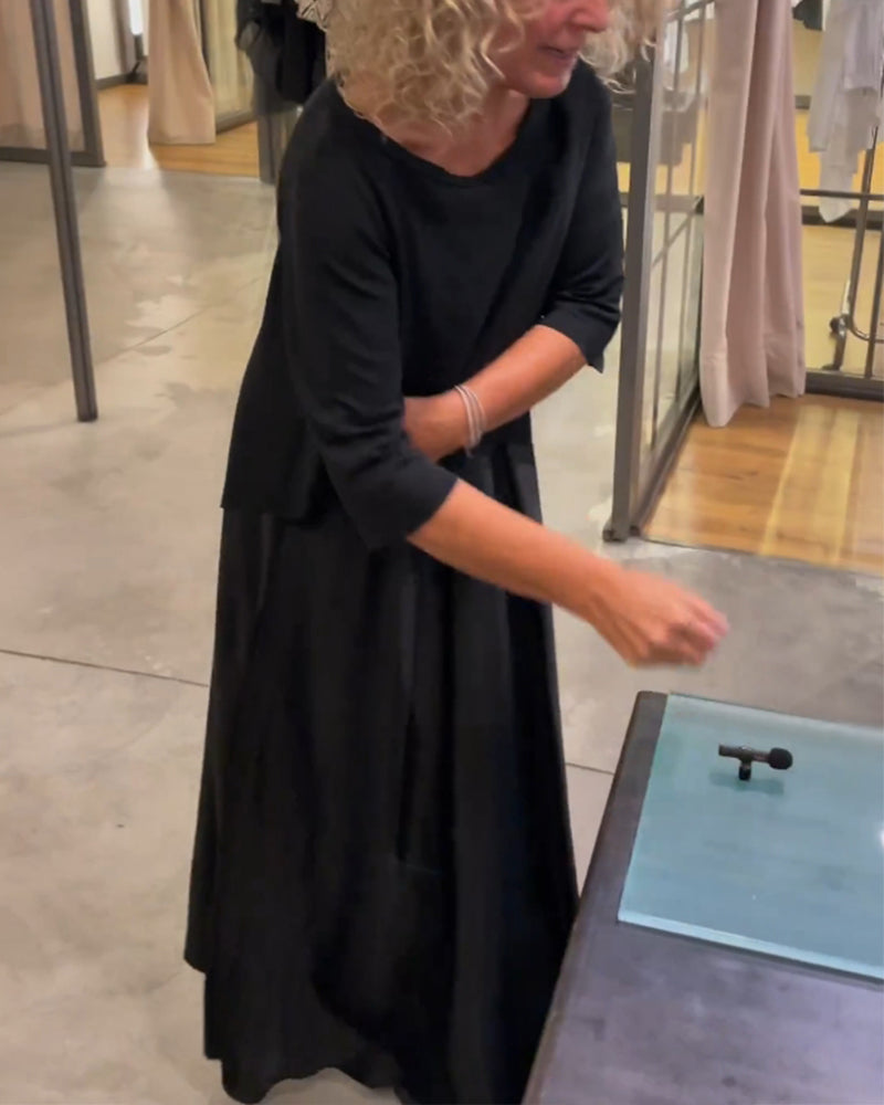 Zweiteiliges Set aus einfarbigem Top und Trägerkleid