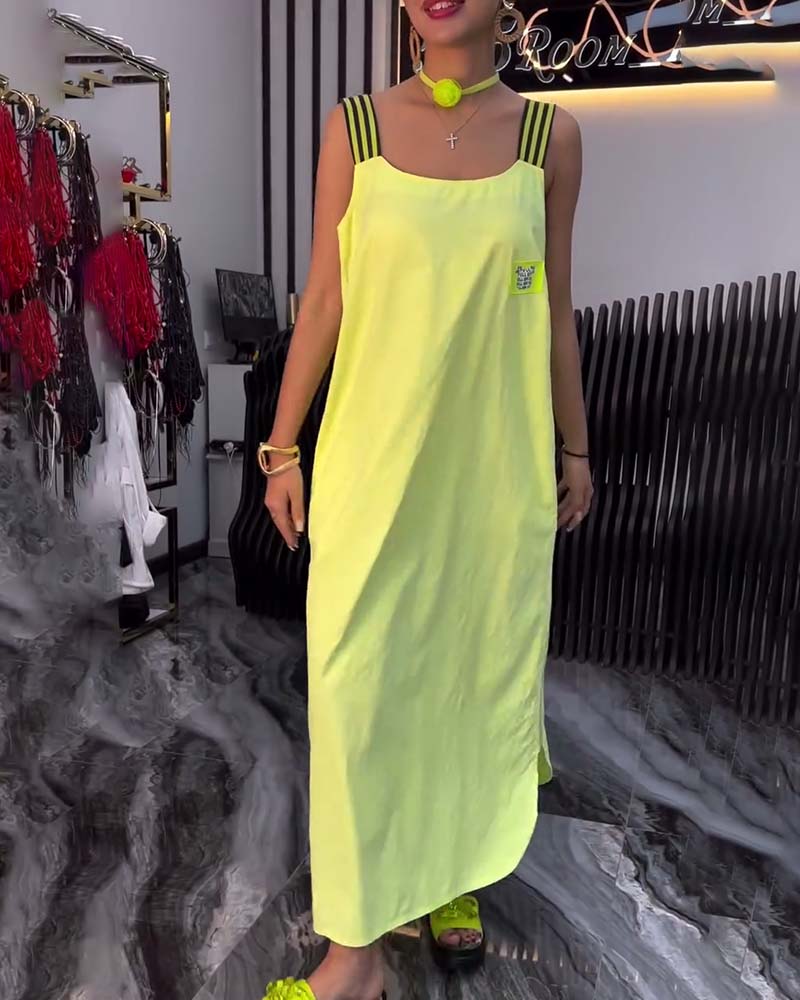 Gespaltener Träger Lockeres Kleid