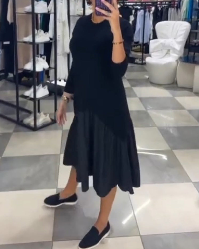 Lässiges Patchwork-Kleid mit Rüschen