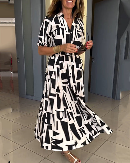 Geometrischer Druck lockeres Kleid