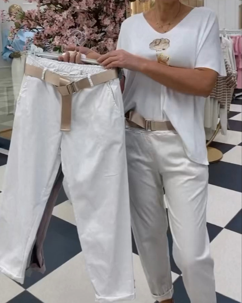 Einfarbige Freizeit-Hosen