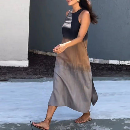 Ärmelloses Kleid mit Farbverlauf und Rundhalsausschnitt