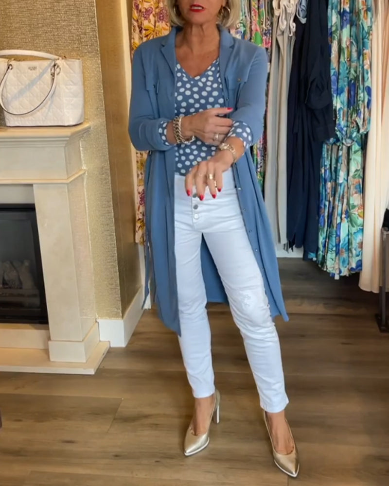 Lässiger einfarbiger Hemdchenmantel